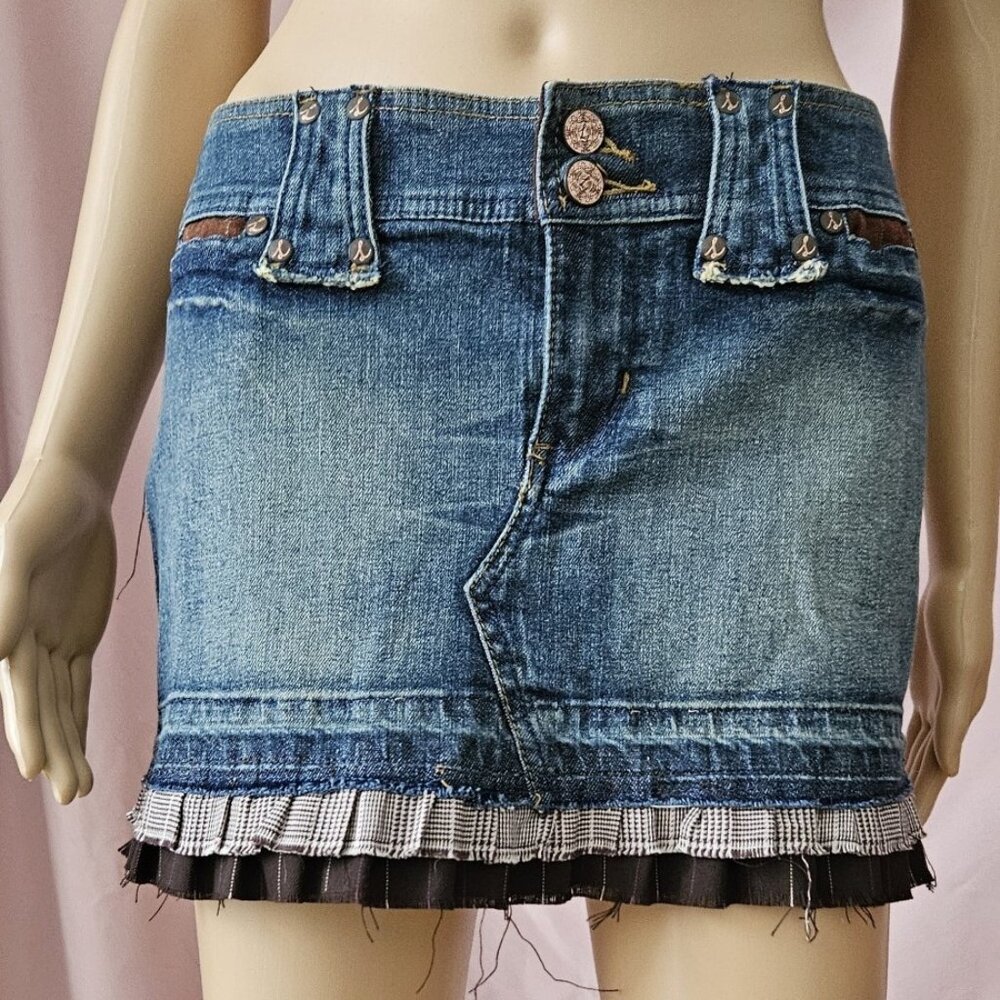 Lola Denim Distressed Skirt.